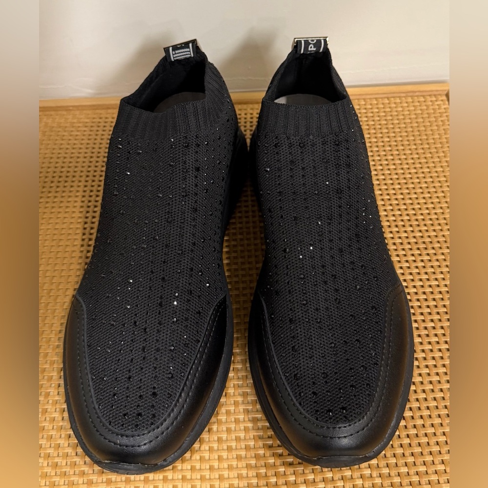 Roberto Cavalli Sport Black Knit Slip-On
Gym Rhinestone Sock...